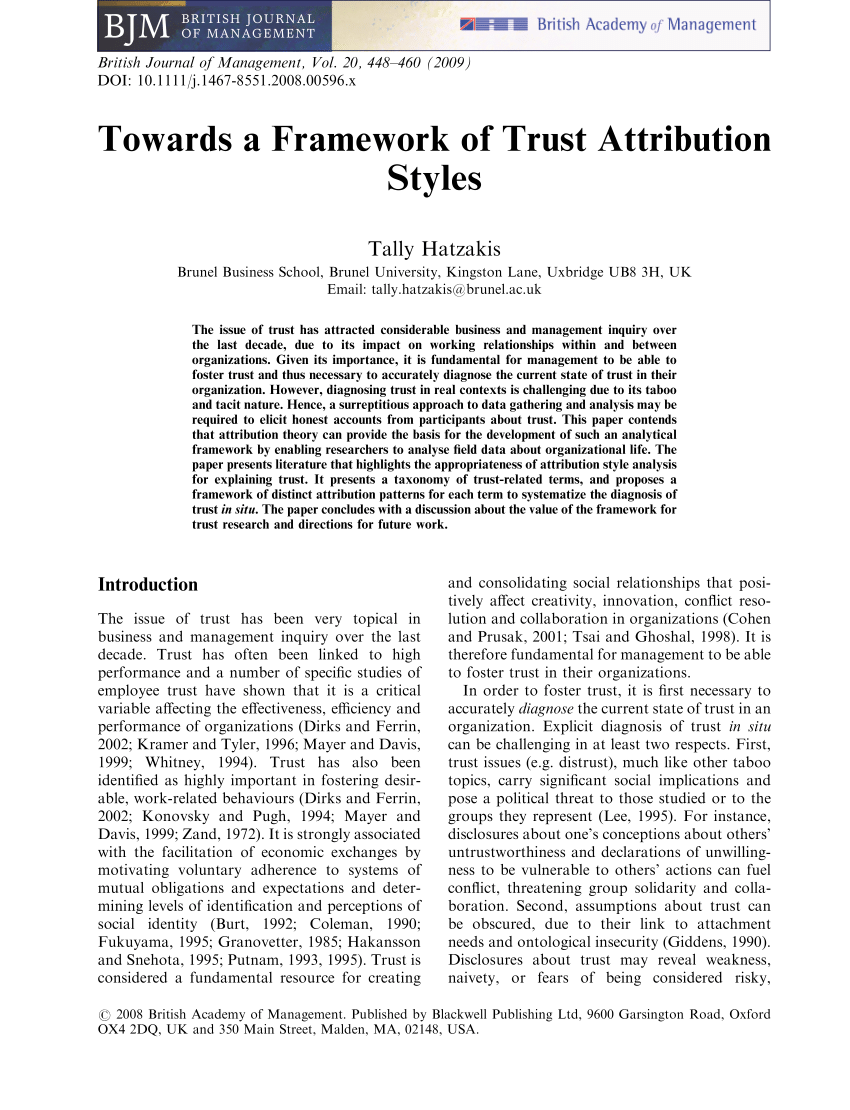 Frontiers  A Framework for Exploring Trust and Distrust in Natural  Resource Management