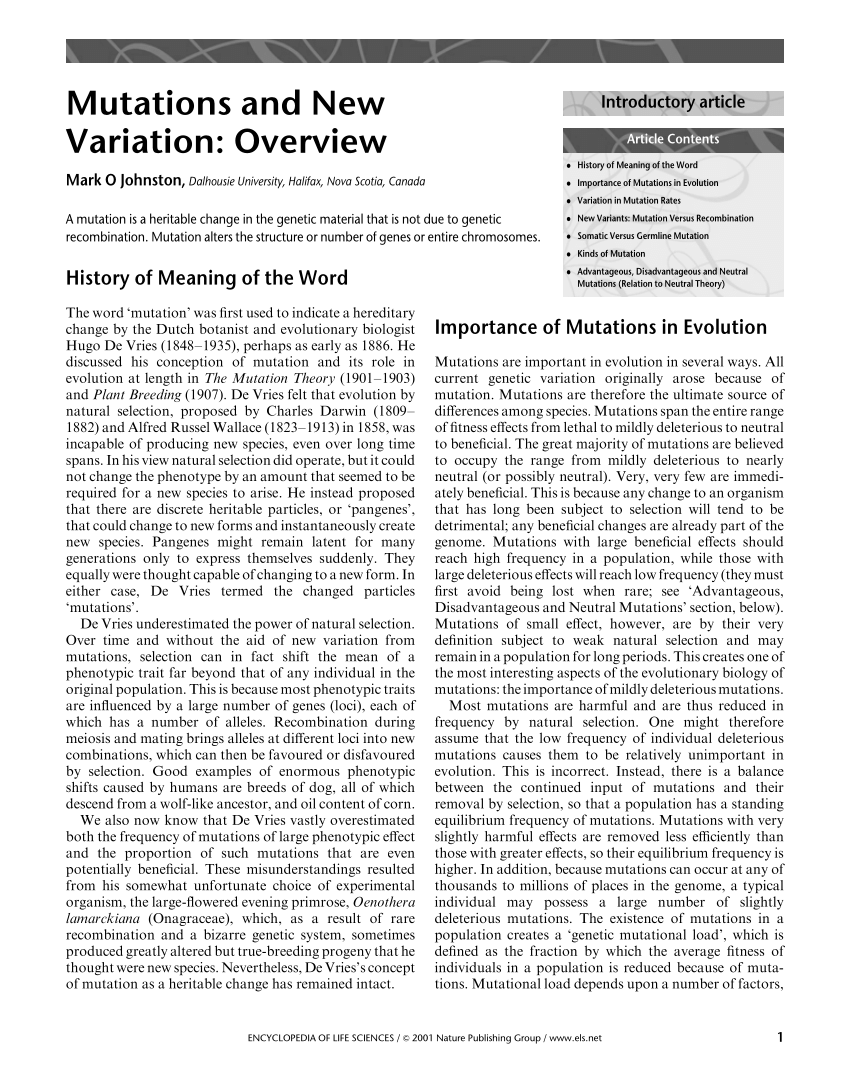 research paper about genetic mutations