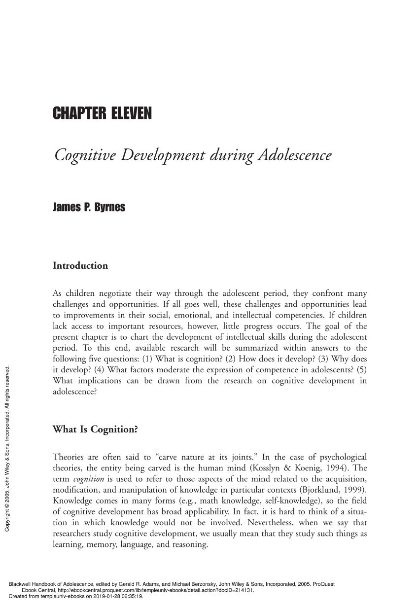 cognitive development adolescence essay