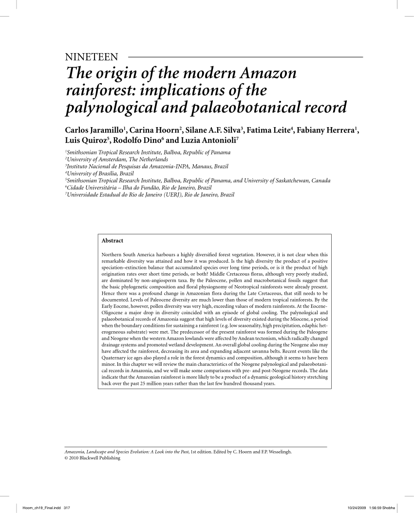 Pdf The Origin Of The Modern Amazon Rainforest Implications Of The Palynological And Palaeobotanical Record