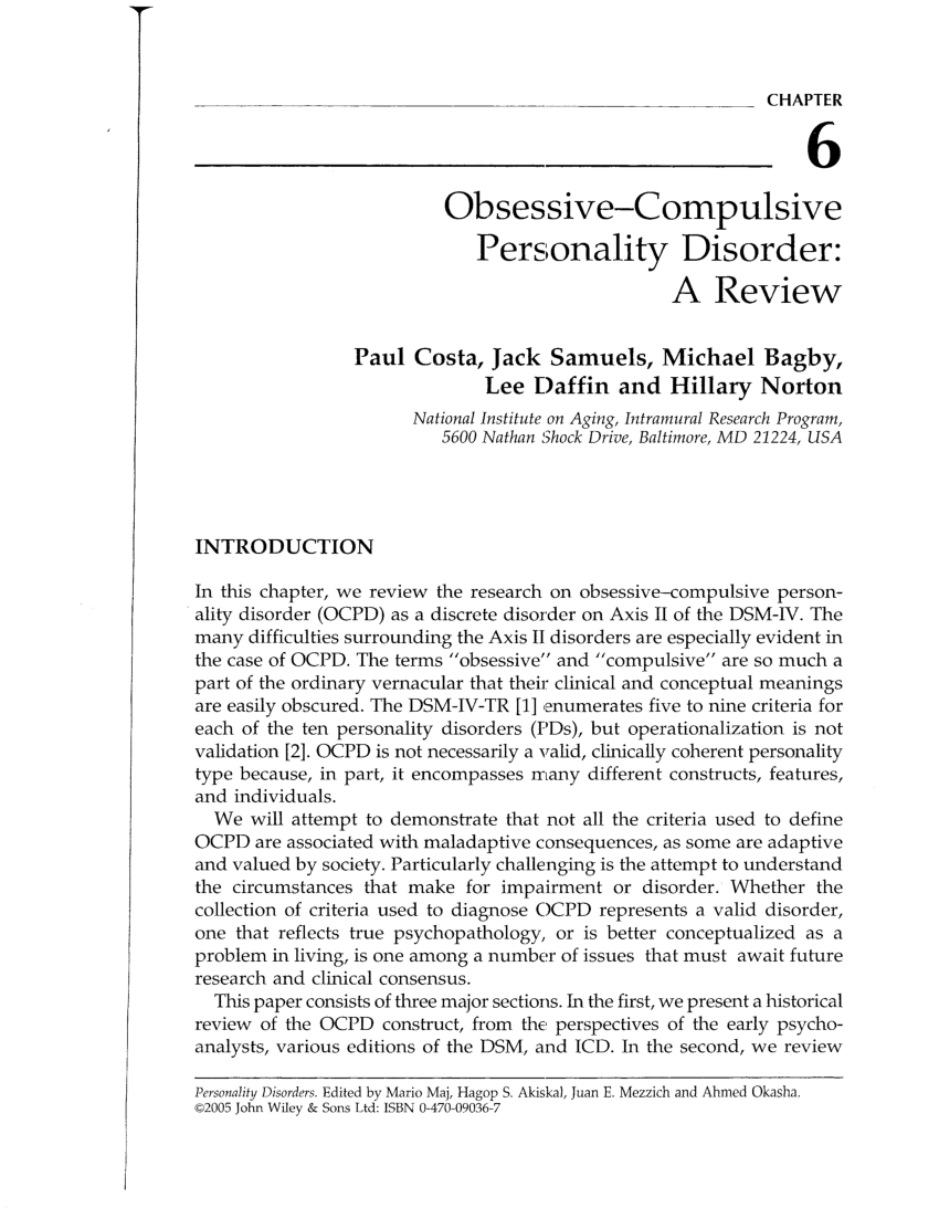 research paper on obsessive compulsive disorder