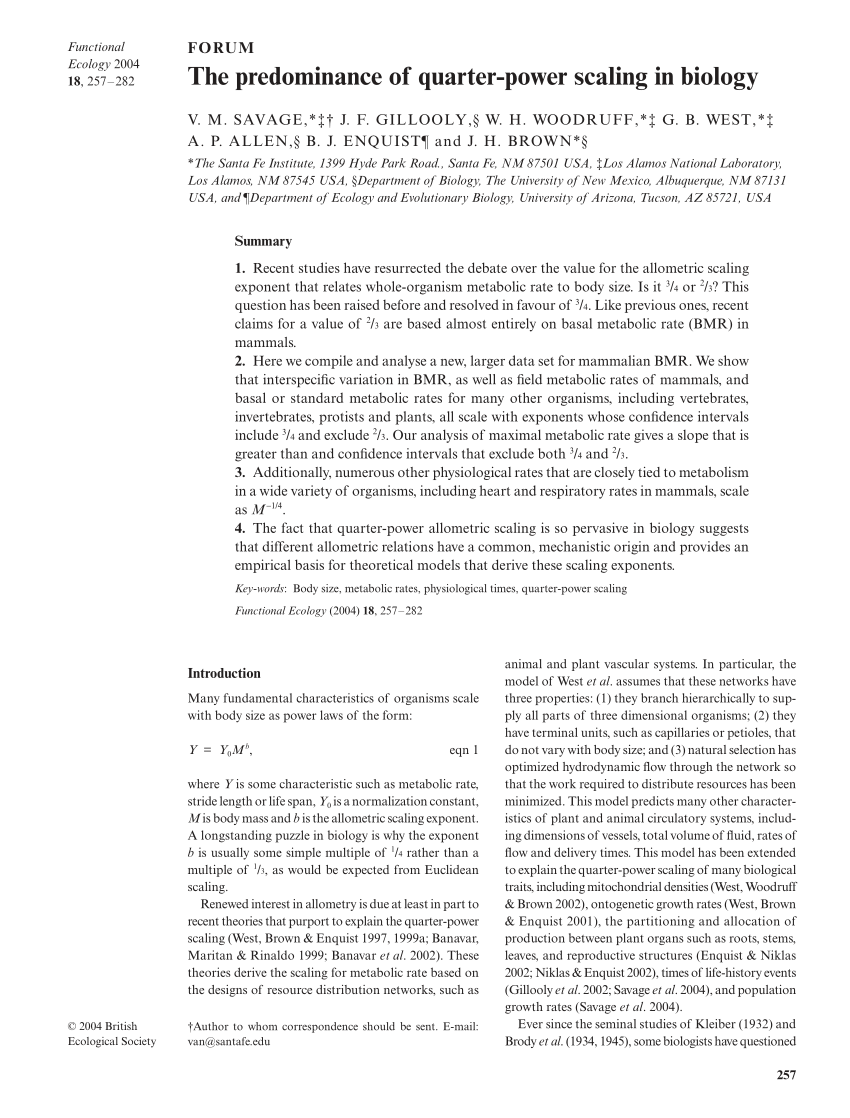 Pdf The Predominance Of Quarter Power Scaling In Biology