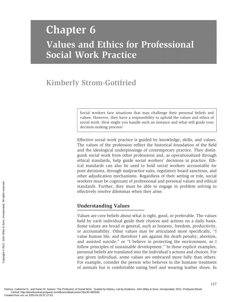 PDF) Values and Ethics for Professional Social Work Practice