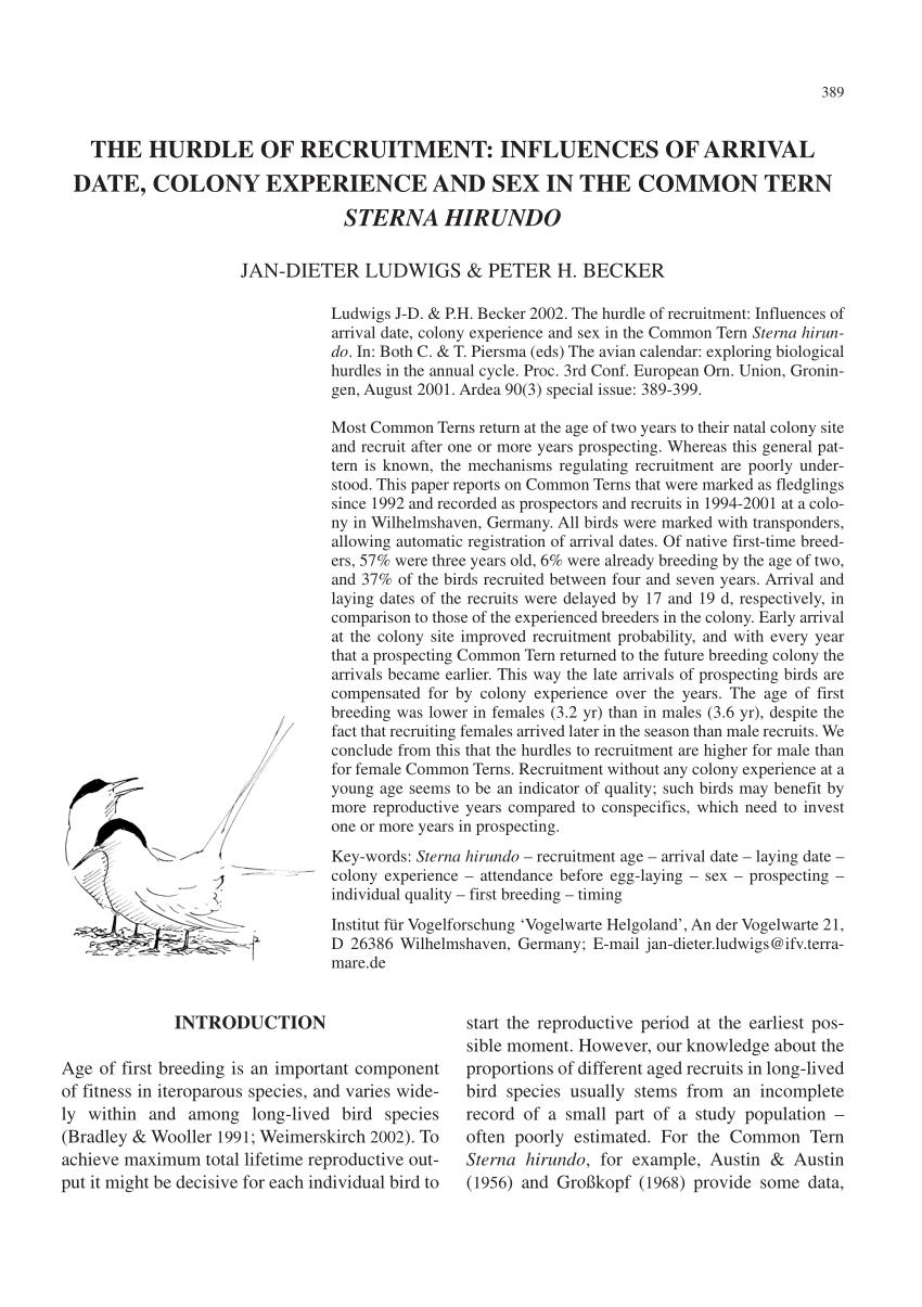 PDF The hurdle of recruitment Influences of arrival date colony  