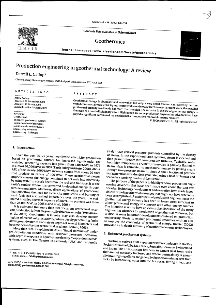  PDF Production engineering in geothermal technology A 