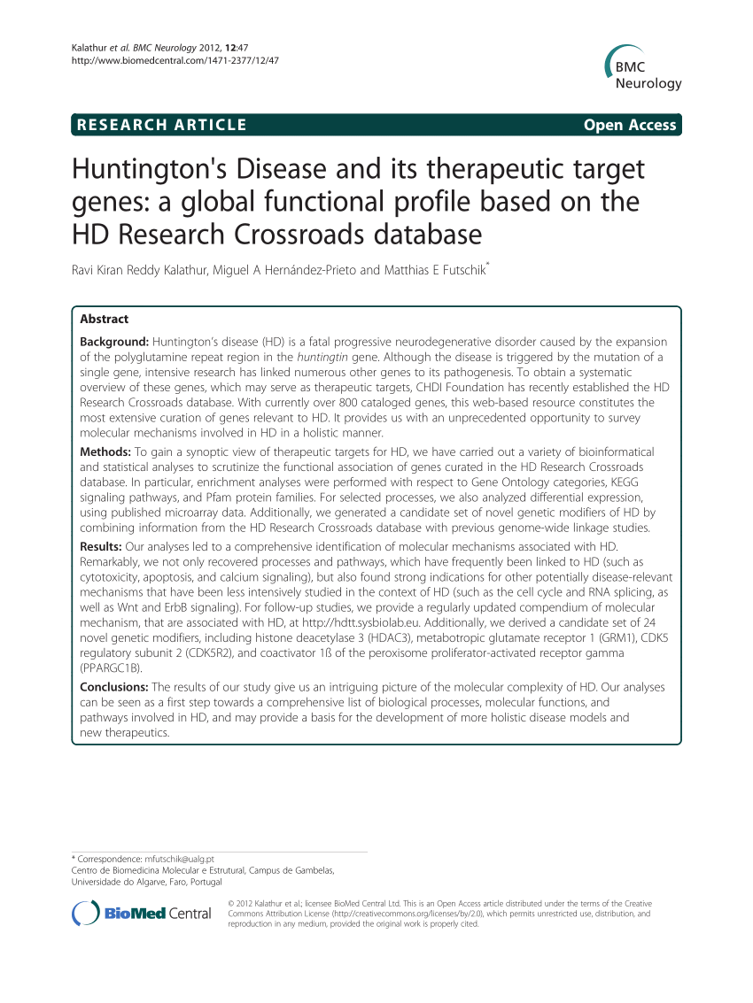 huntington's disease research paper