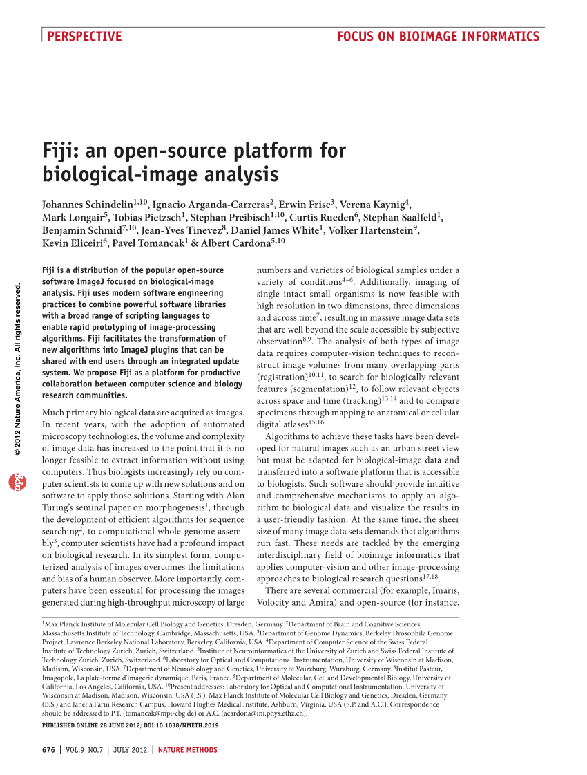 Pdf Fiji An Open Source Platform For Biological Image Analysis