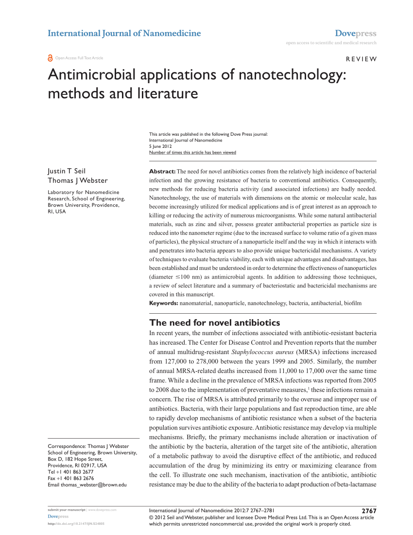 literature survey on nanotechnology