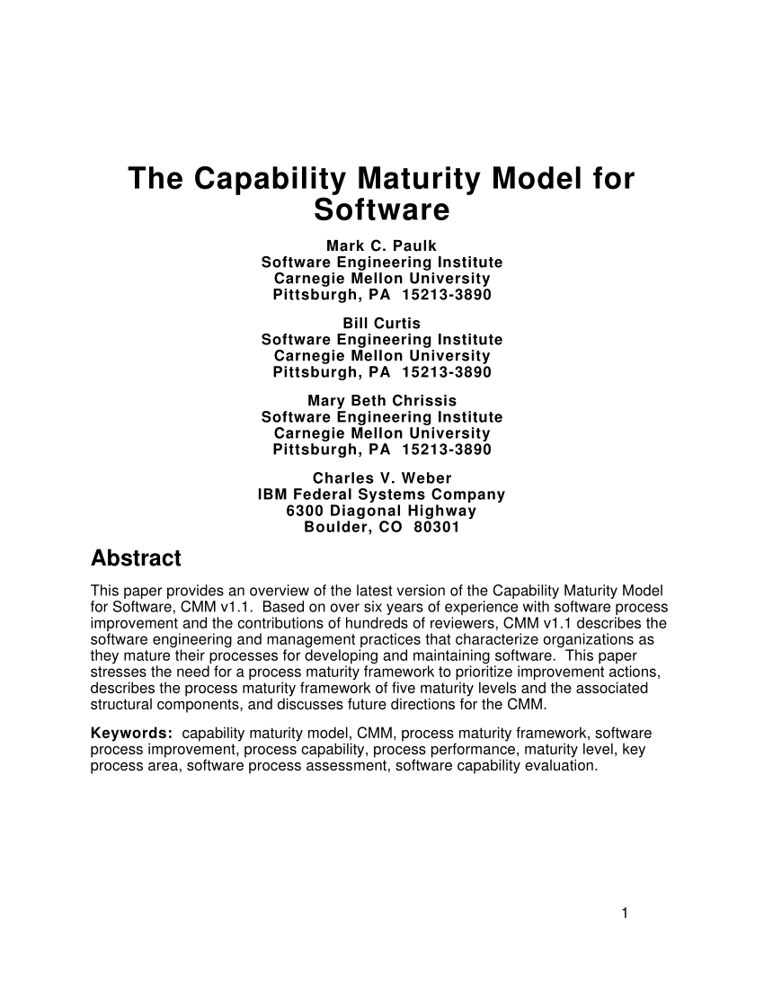 Pdf Capability Maturity Model For Software