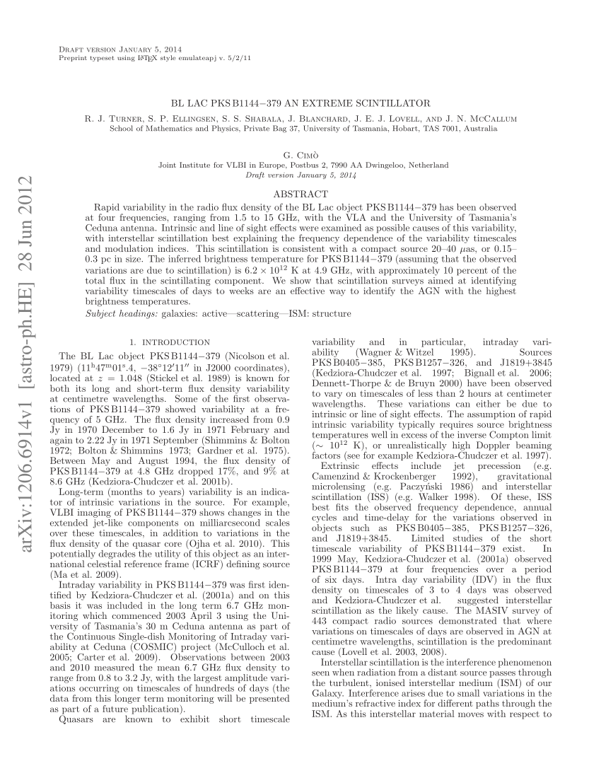 Pdf Bl Lac Pksb1144 379 An Extreme Scintillator