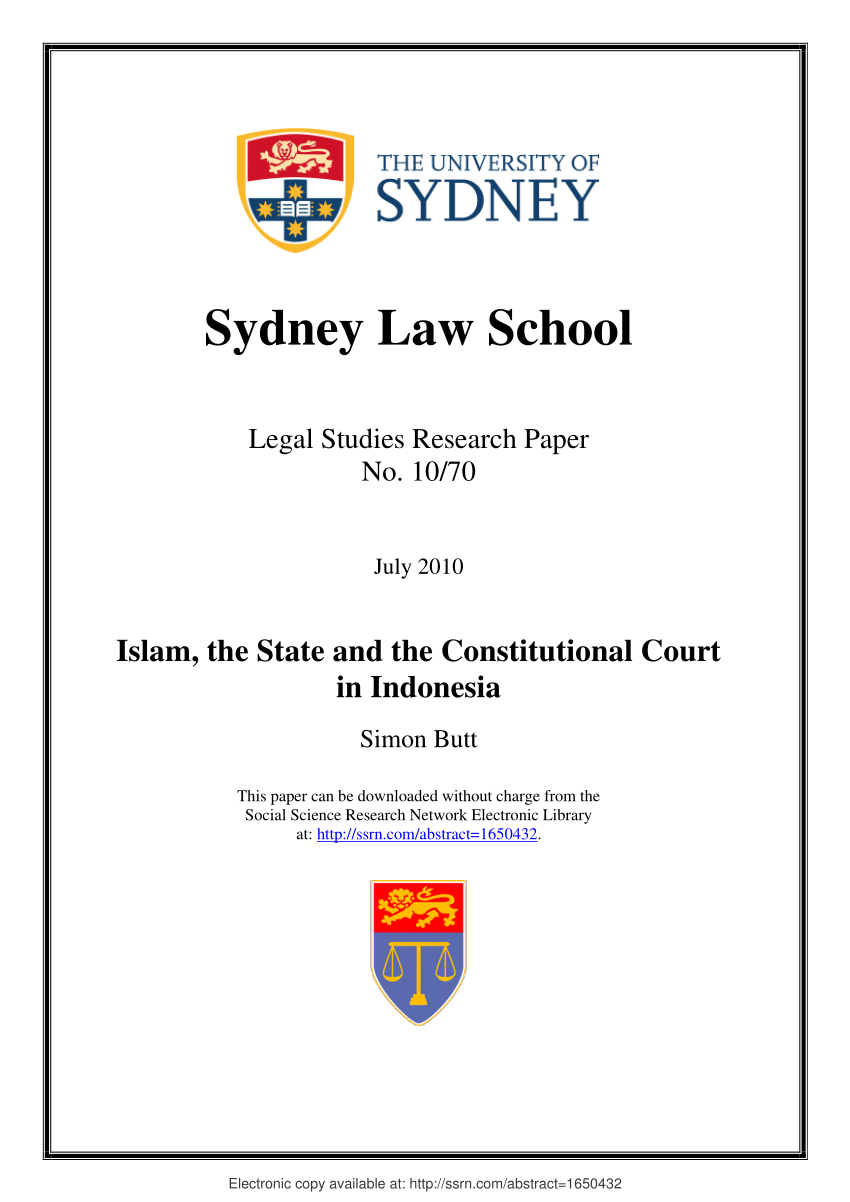 Pdf Islam The State And The Constitutional Court In Indonesia