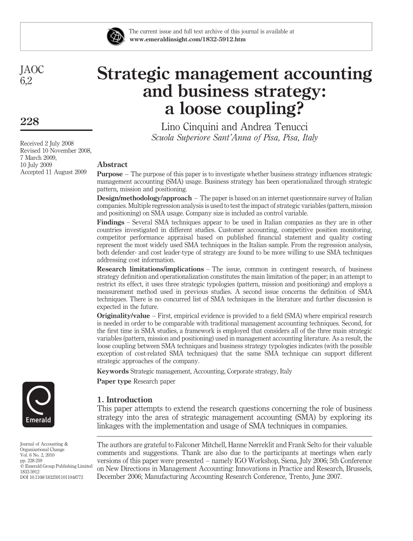strategic management accounting essays