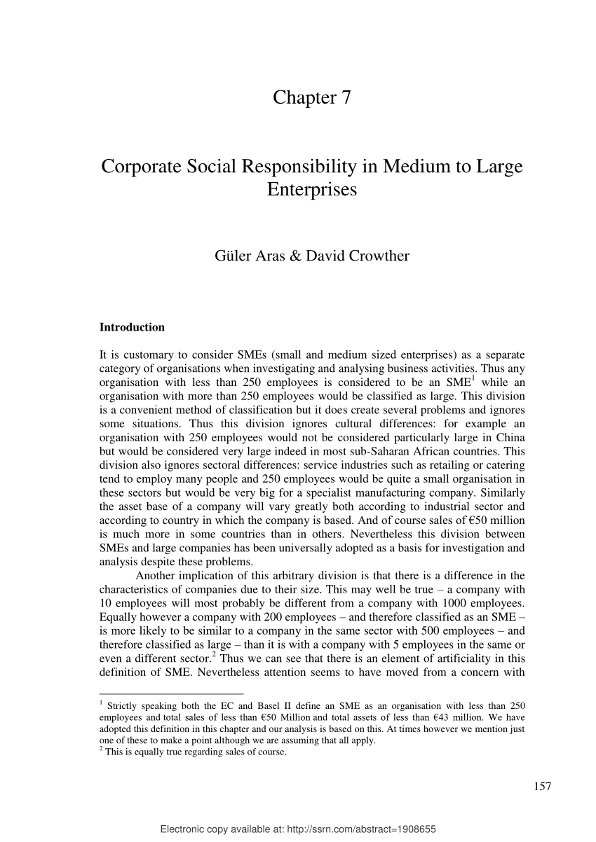 PDF) Corporate Social in Medium to Large Enterprises