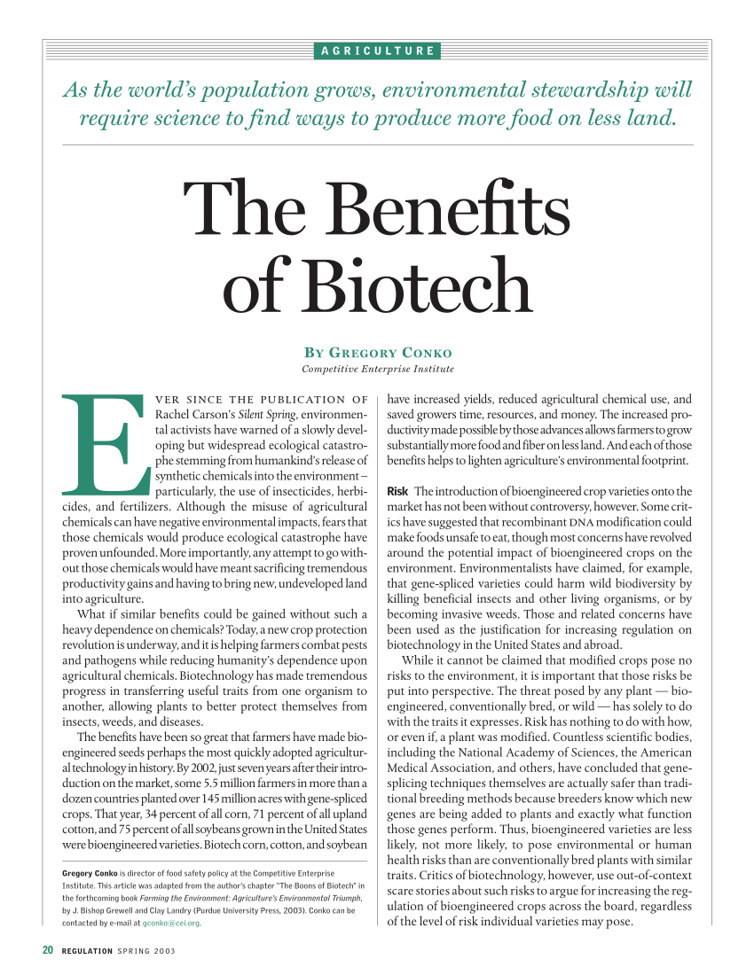 (PDF) The Benefits of Biotech