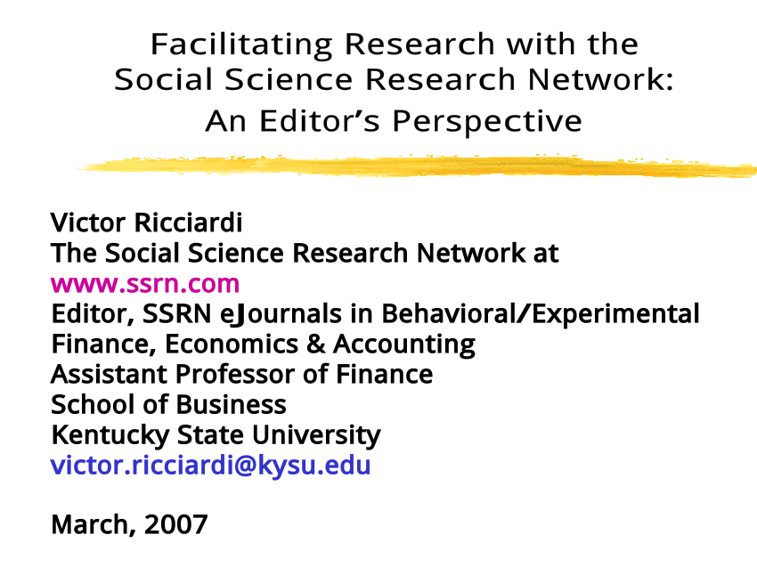 2019 research paper published by the social science research network