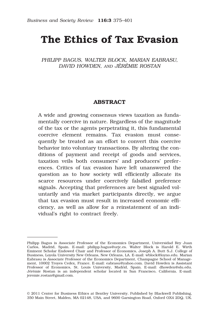 tax evasion thesis topics