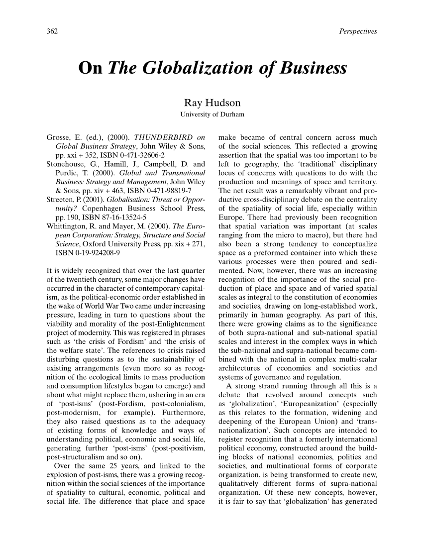 research paper in globalization