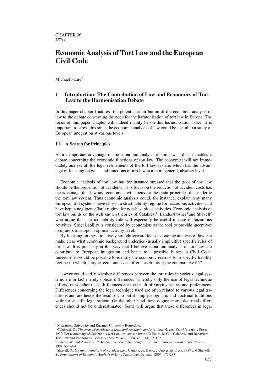 PDF) Economic Analysis of Tort Law and the European Civil Code