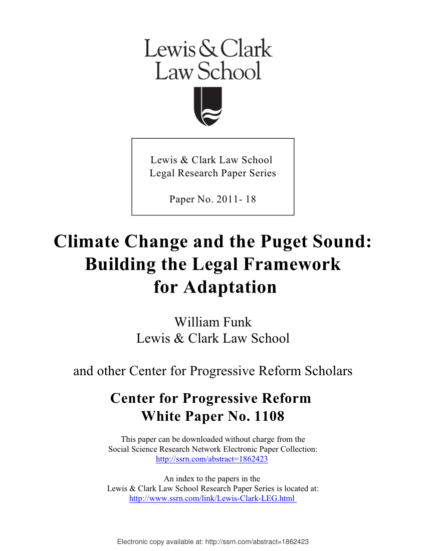 Pdf Climate Change And The Puget Sound Building The Legal Framework For Adaptation