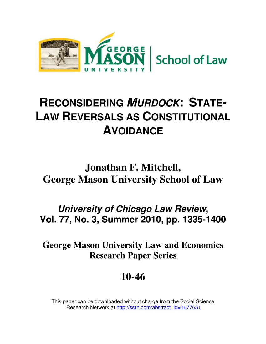 PDF) Reconsidering Murdock: State-Law Reversals as Constitutional ...