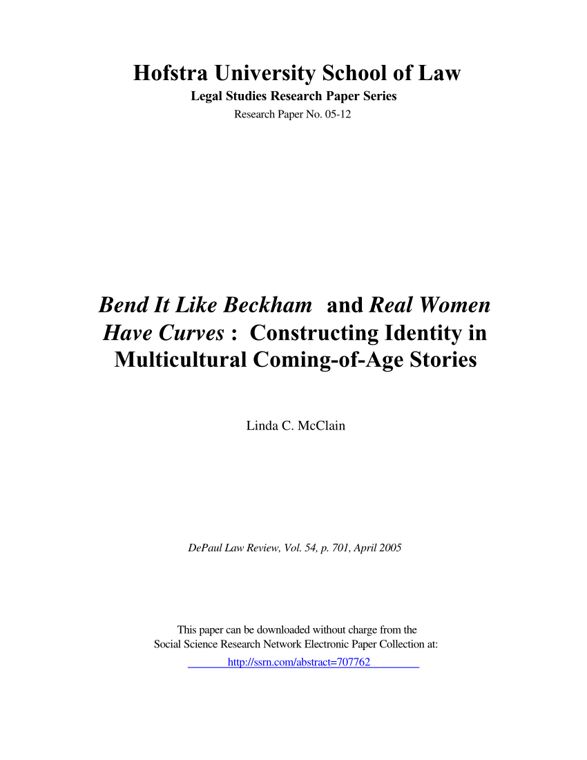 (pdf) Bend It Like Beckham And Real Women Have Curves