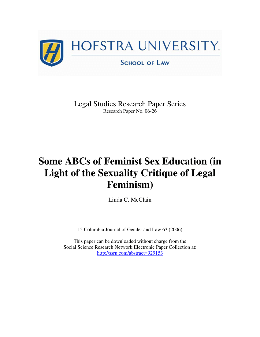 Pdf Some Abcs Of Feminist Sex Education In Light Of The Sexuality Critique Of Legal Feminism 