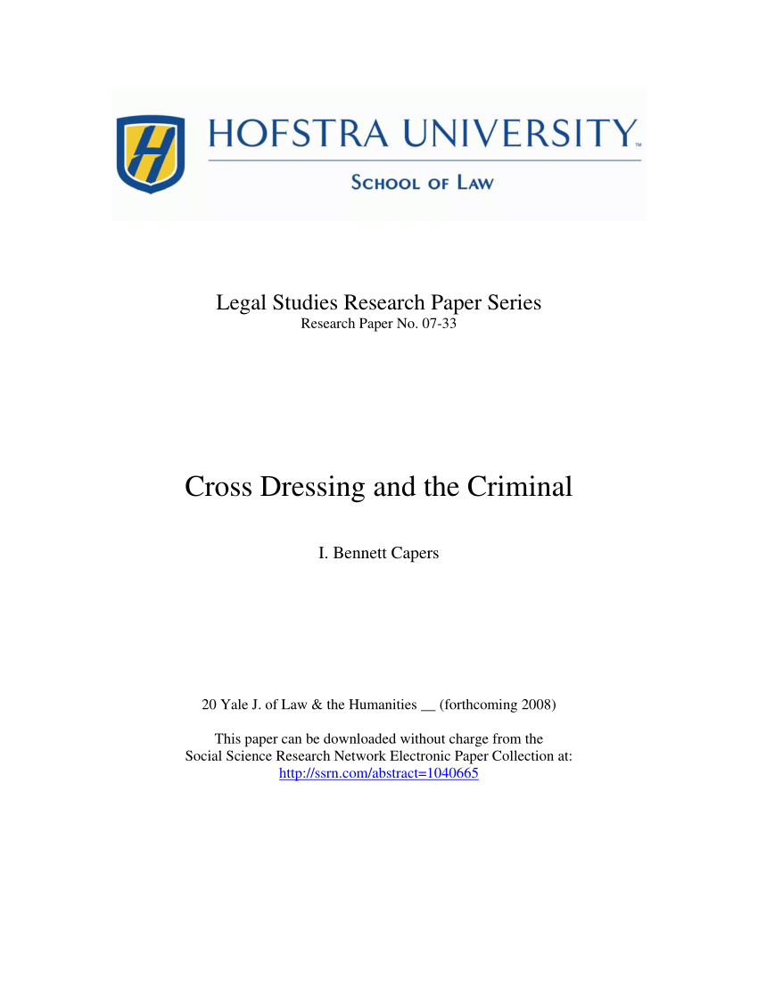 Pdf Cross Dressing And The Criminal