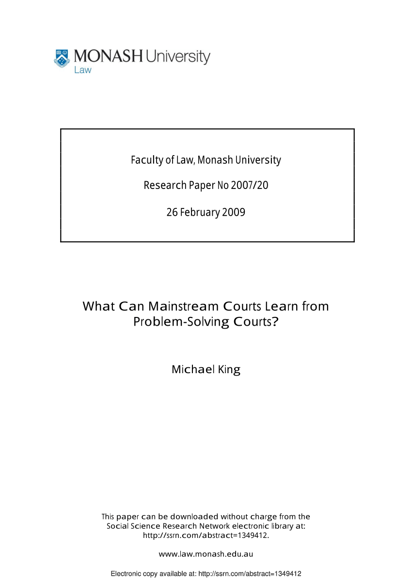 (PDF) What Can Mainstream Courts Learn from Problem Solving Courts?