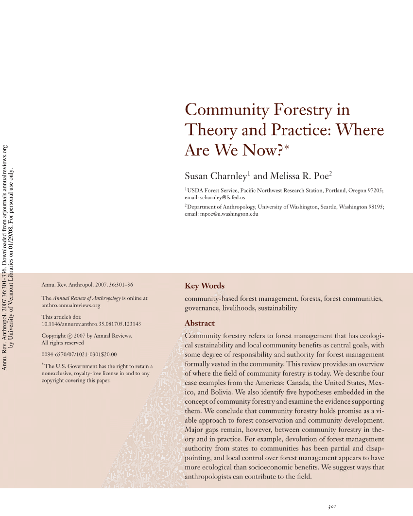 Pdf Community Forestry In Theory And Practice Where Are We Now