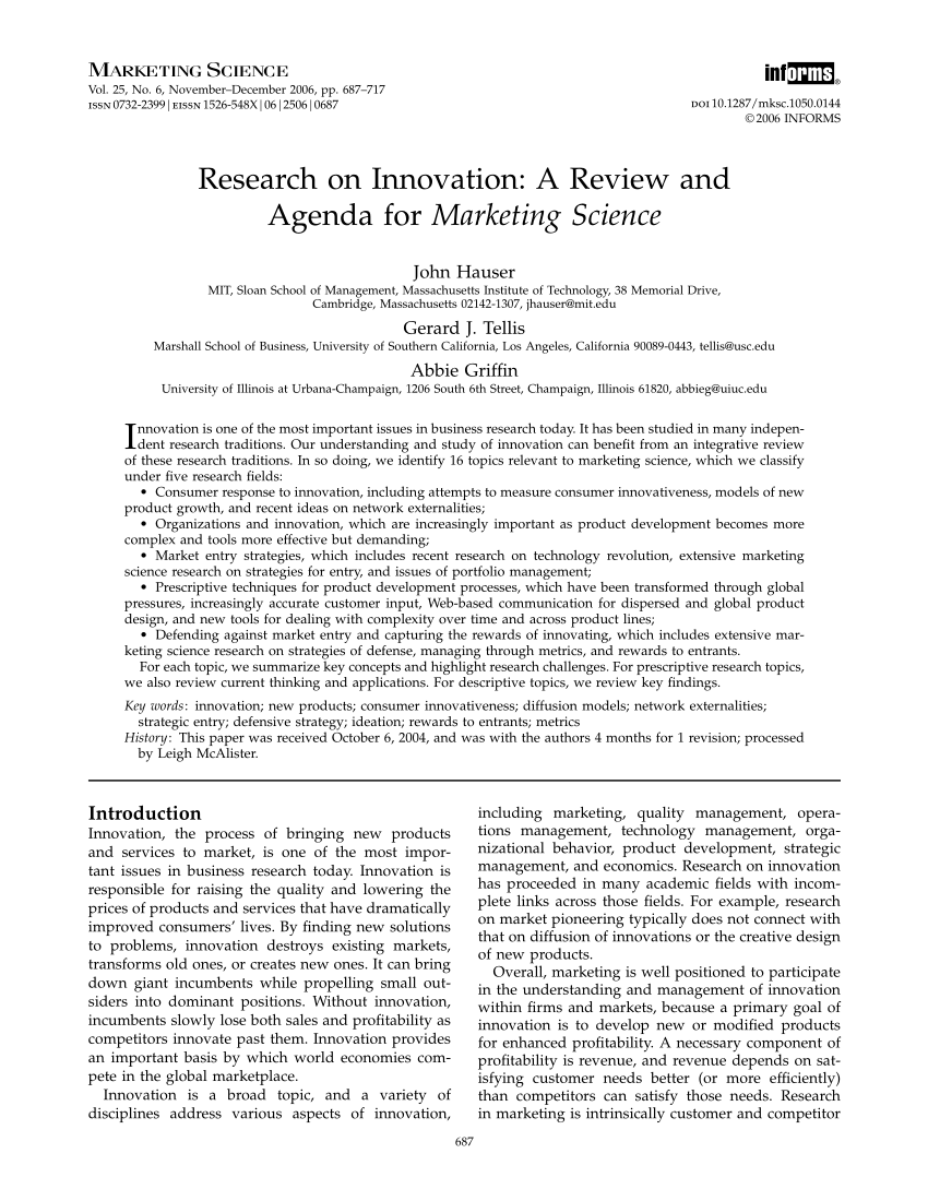 research articles in innovation