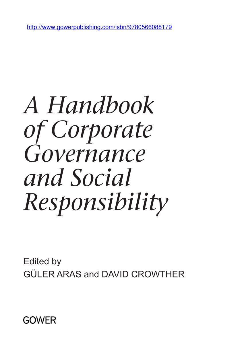 A Handbook of Corporate Governance Social Responsibility