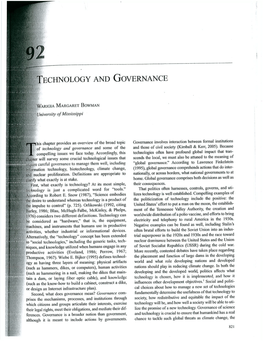 (PDF) Technology and Governance