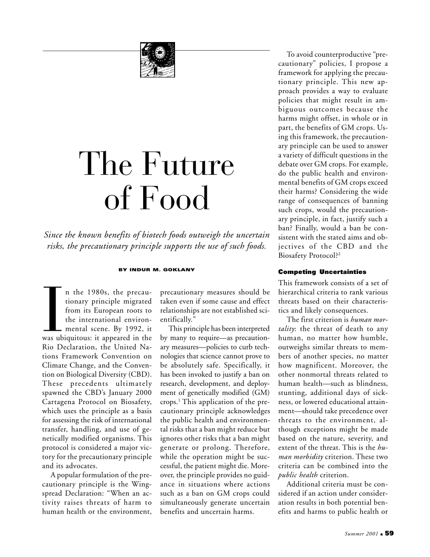 essay about food in future