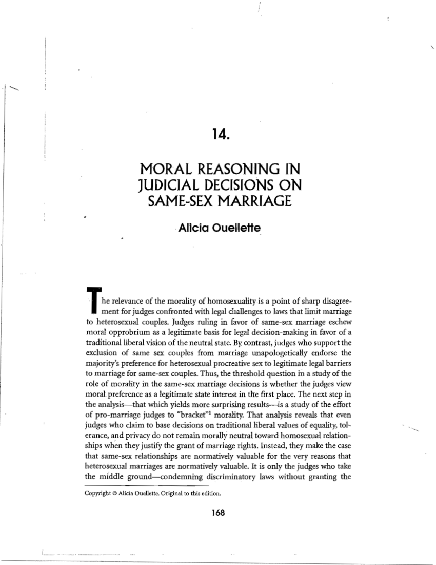 Pdf Moral Reasoning In Judicial Decisions On Same Sex Marriage 