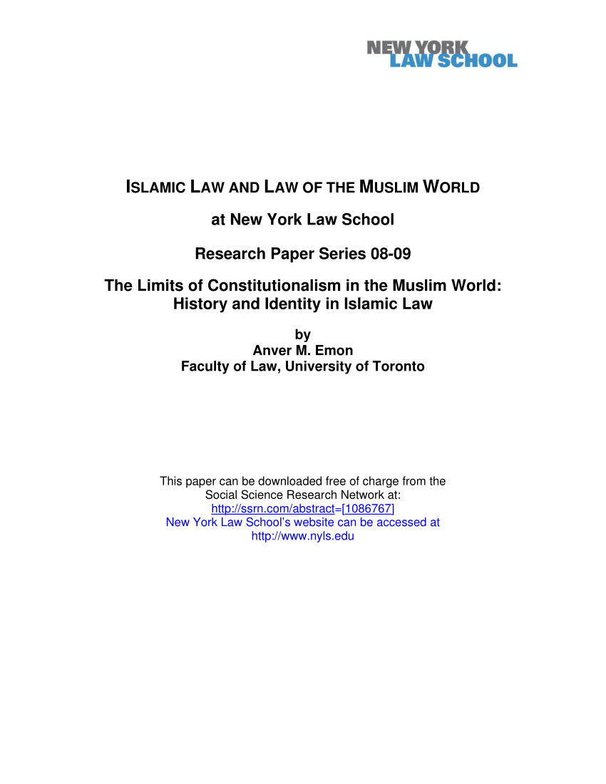 Pdf The Limits Of Constitutionalism In The Muslim World History And Identity In Islamic Law