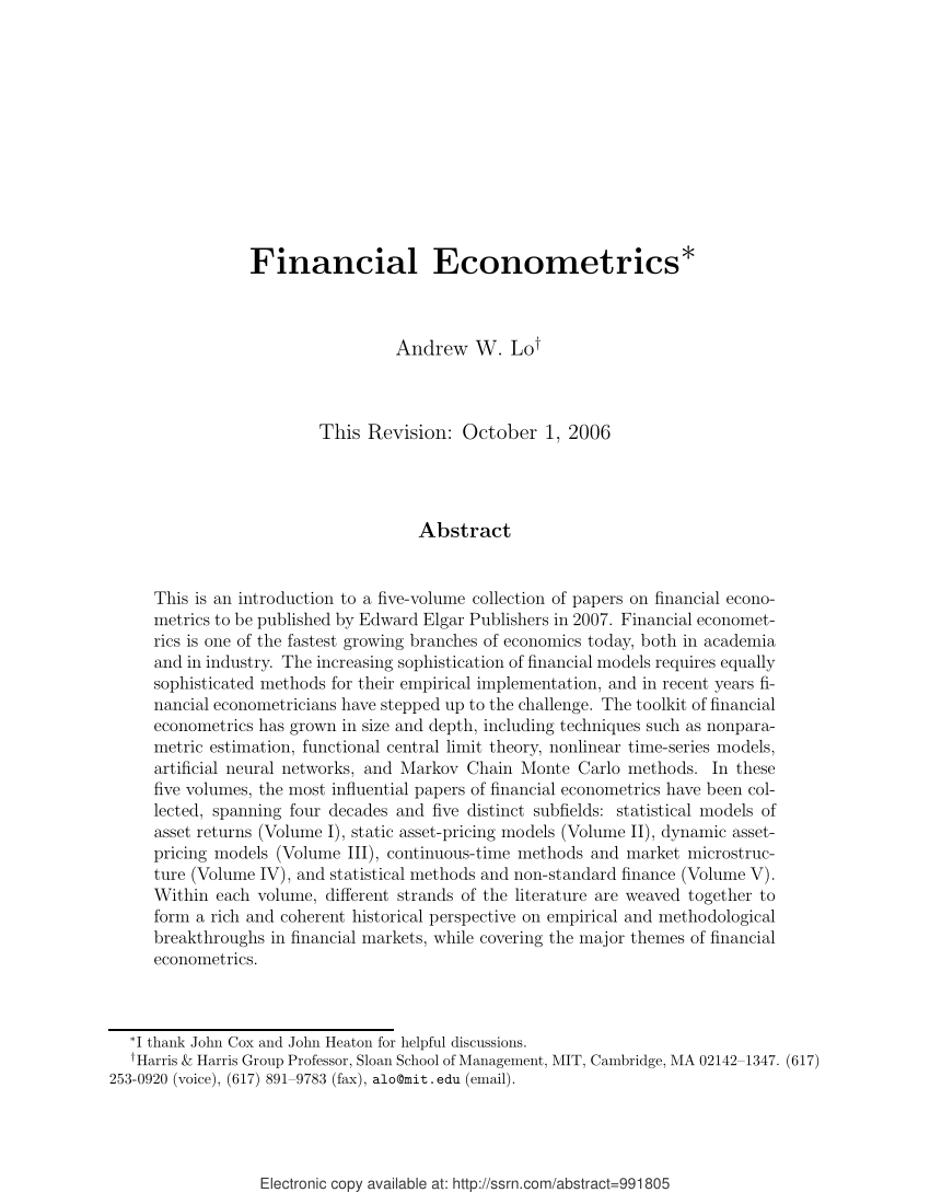 financial econometrics research papers