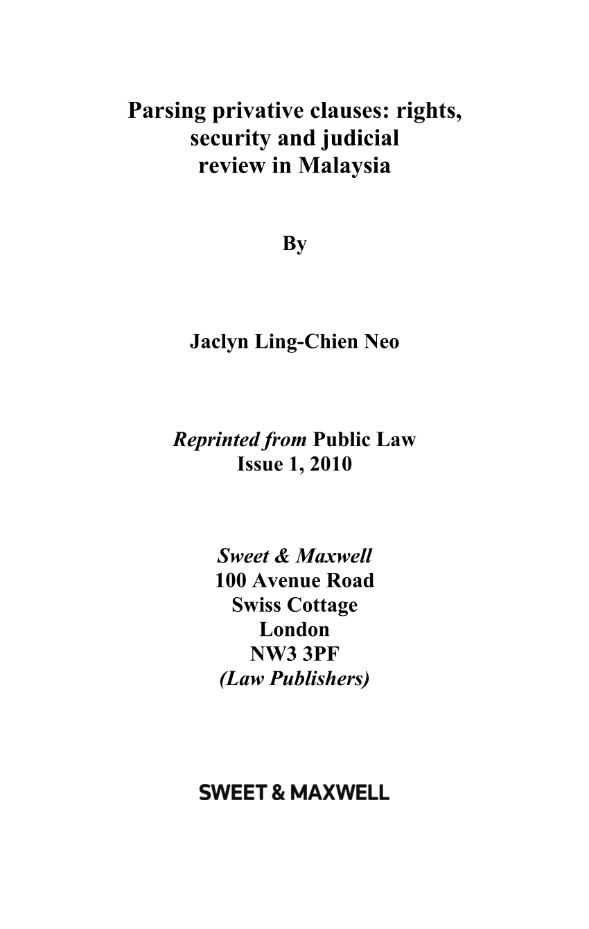 PDF) Parsing Privative Clauses: Rights, Security and Judicial 