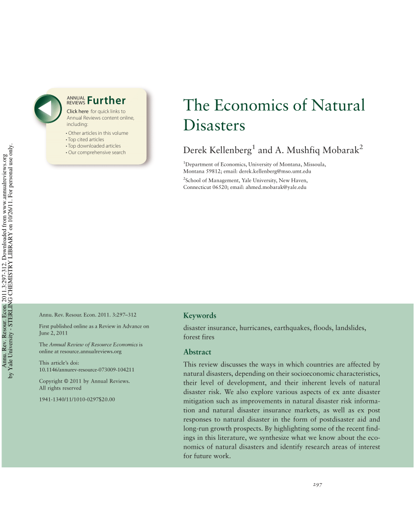 PDF) The Economics of Natural Disasters