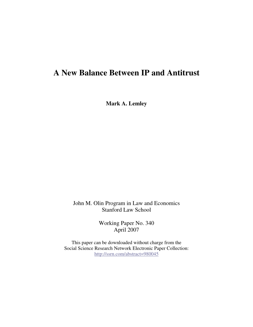 PDF) A New Balance between IP and Antitrust