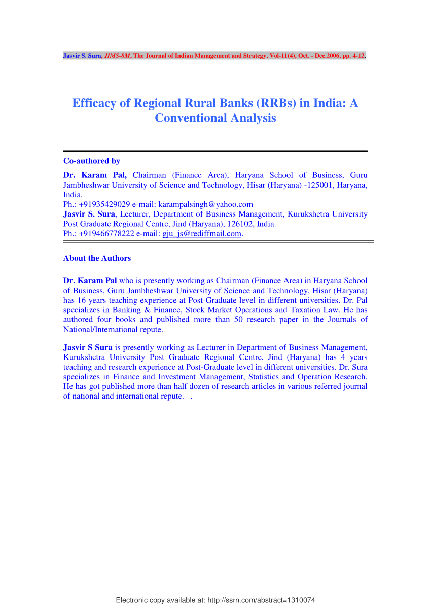 literature review of regional rural bank