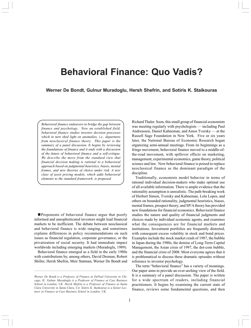 behavioural finance research papers
