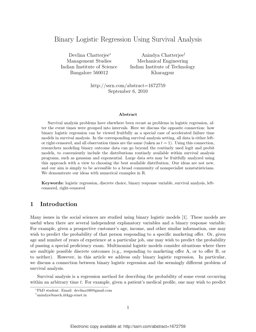 research papers using binary logistic regression pdf