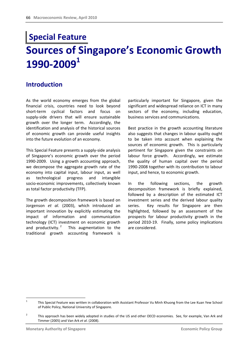 PDF) Sources of Singapore's Economic Growth 1990-2009
