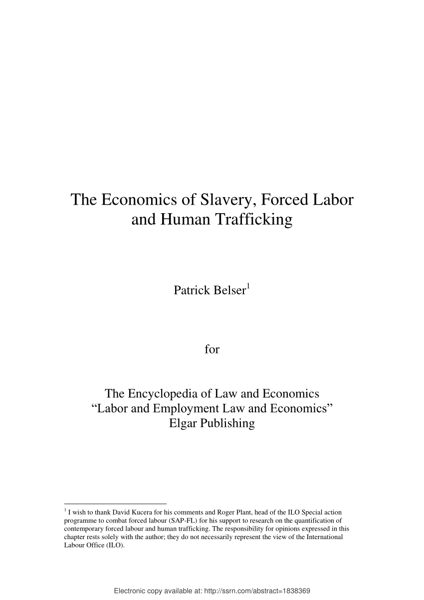 pdf) the economics of slavery, forced labor and human trafficking
