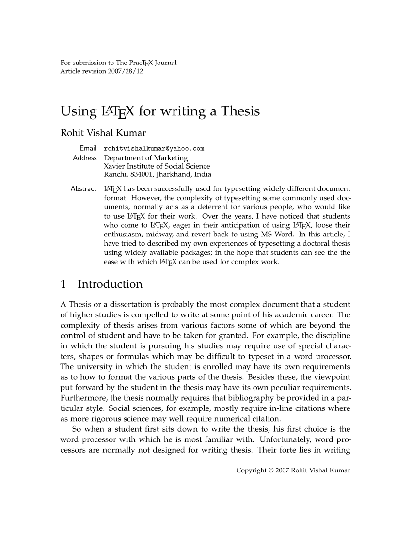 thesis using latex
