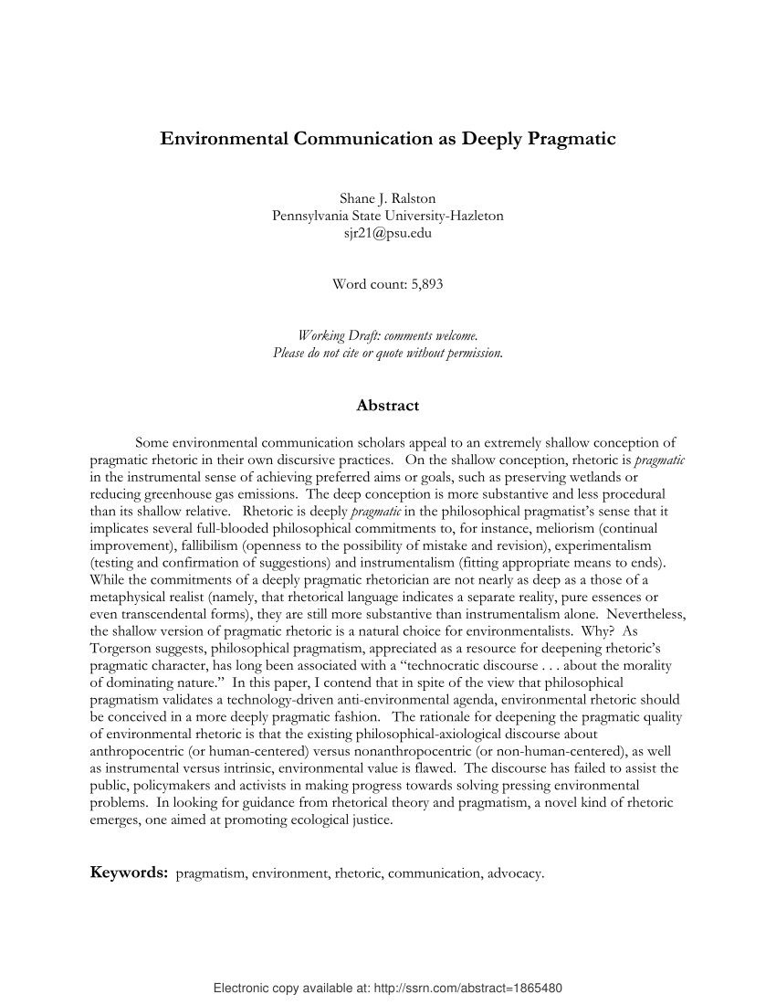 Pragmatic Environmentalism