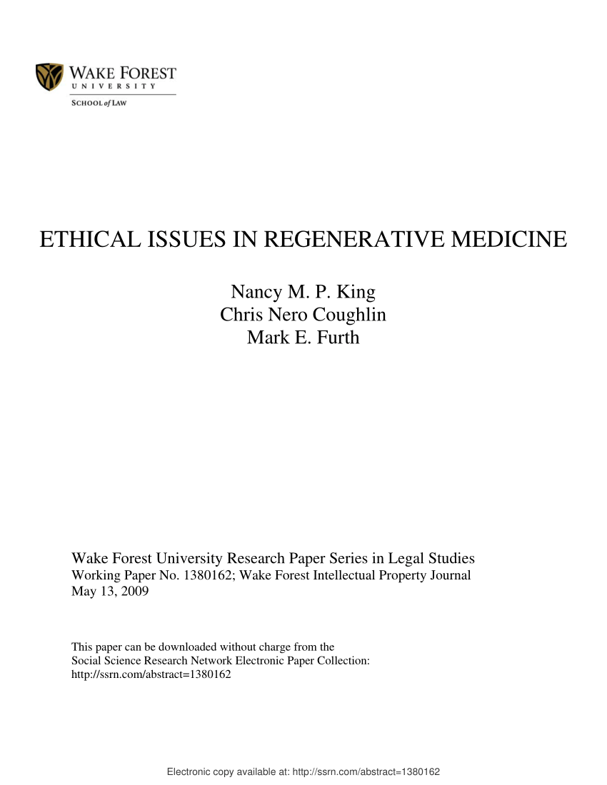 regenerative medicine research papers