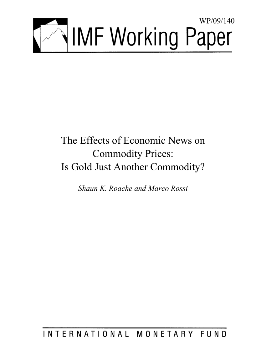Pdf The Effects Of Economic News On Commodity Prices Is Gold Just Another Commodity