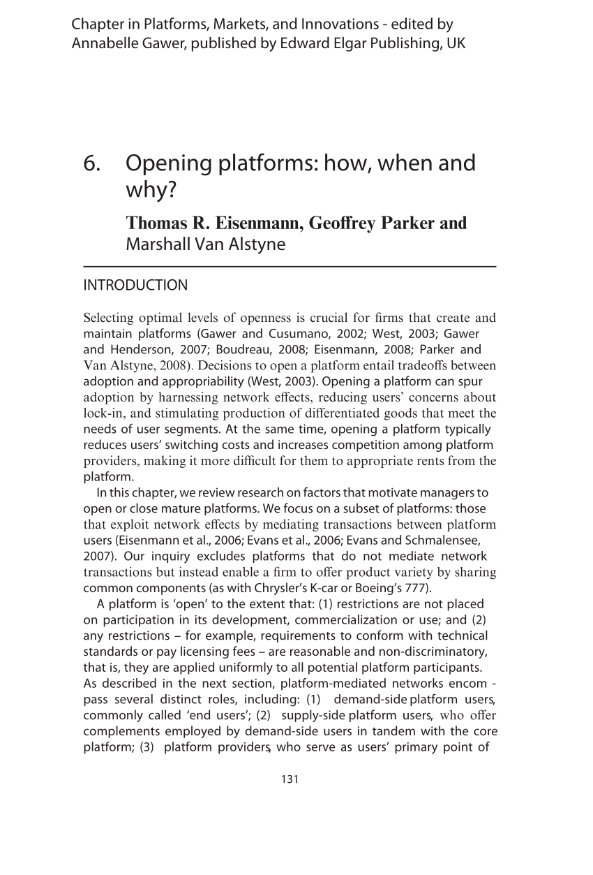 Pdf Opening Platforms How When And Why