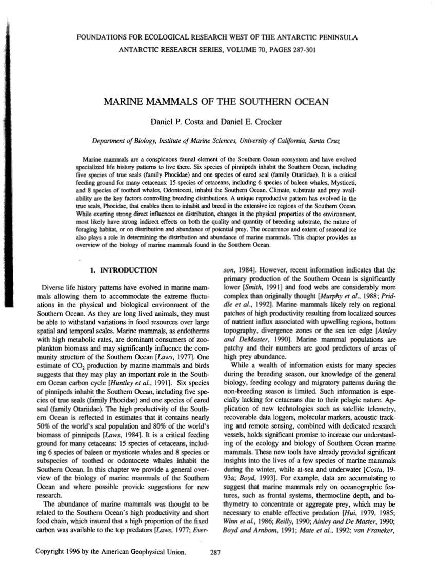 (PDF) Marine Mammals of the Southern Ocean.